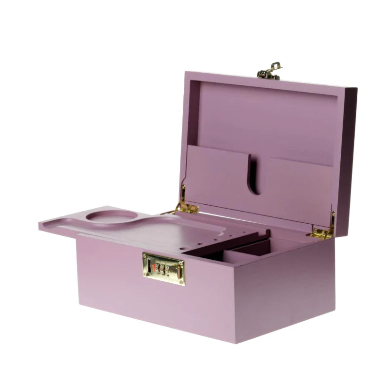 High Quality Purple Wooden Stash Box with Lock