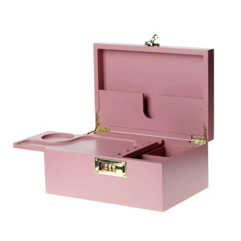 High Quality Pink Wooden Stash Box with Lock