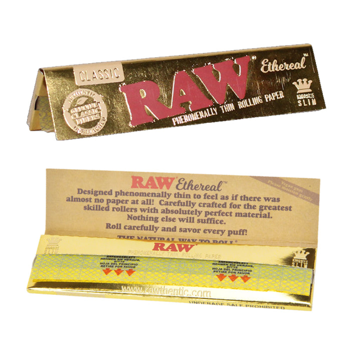 RAW Classic Ethereal Gold Booklet – King Size Slim Phenomenally Thin Artisan leaves